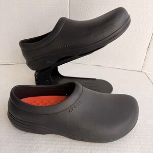 Crocs Mens 12 On The Clock LiteRide Workwear Slip Resistant Clogs Black Shoes